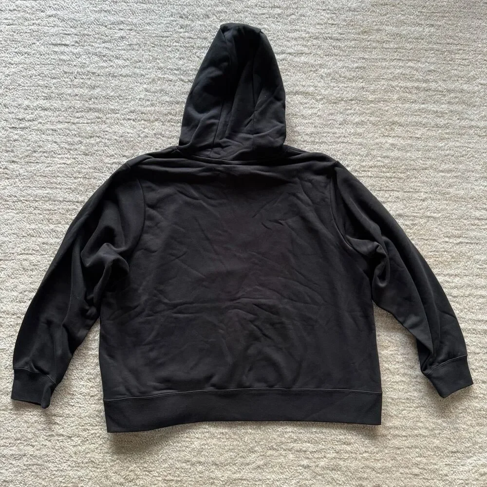 NEW NIKE women's Plus Size black fleece hoodie sweatshirt front pockets - Picture 4 of 7